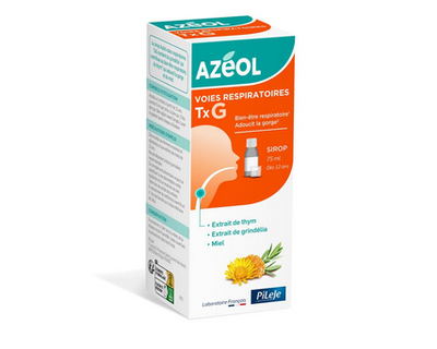 AZEOL SIROP VOIES RESPIRATOIRES TX G - Sirop, complément alimentaire à base de miel, d'extrait de grindélia et d'extrait de thym. - fl 75 ml.