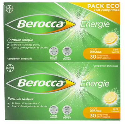 BEROCCA ENERGIE COMPRIMÉ EFFERVESCENT Comprimé effervescent, complément alimentaire avec édulcorant. - bt 60