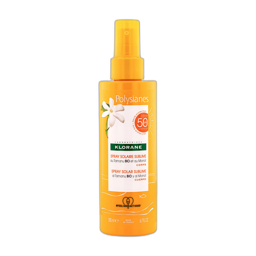 Image Klorane - Solaire - Spray solaire sublime SPF 50 au Tamanu BIO et au Monoï - Corps 200 ml