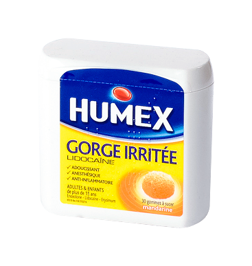 HUMEX GORGE IRRITEE LIDOCAINE 30 GOMMES