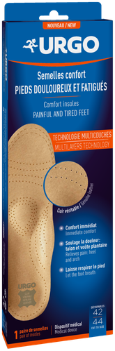 Image Urgo - Semelles Confort - Technologie multicouche - Pieds douloureux et fatigués - 1 paire 42/44
